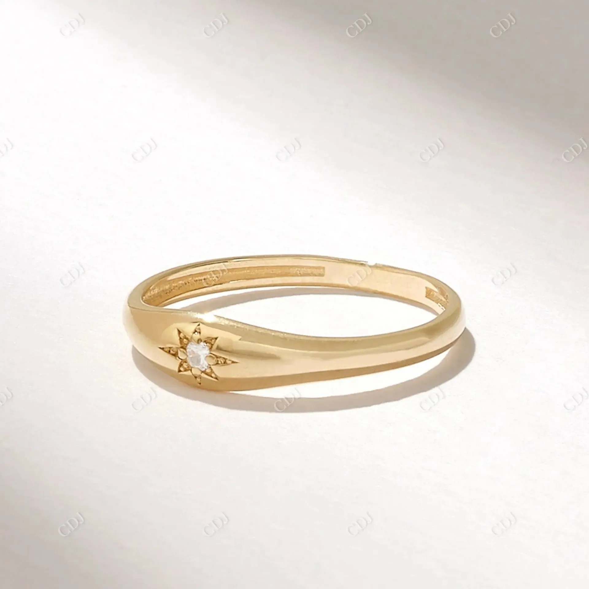 0.02CT Round Lab Grown Diamond Iconic Star Signet Ring