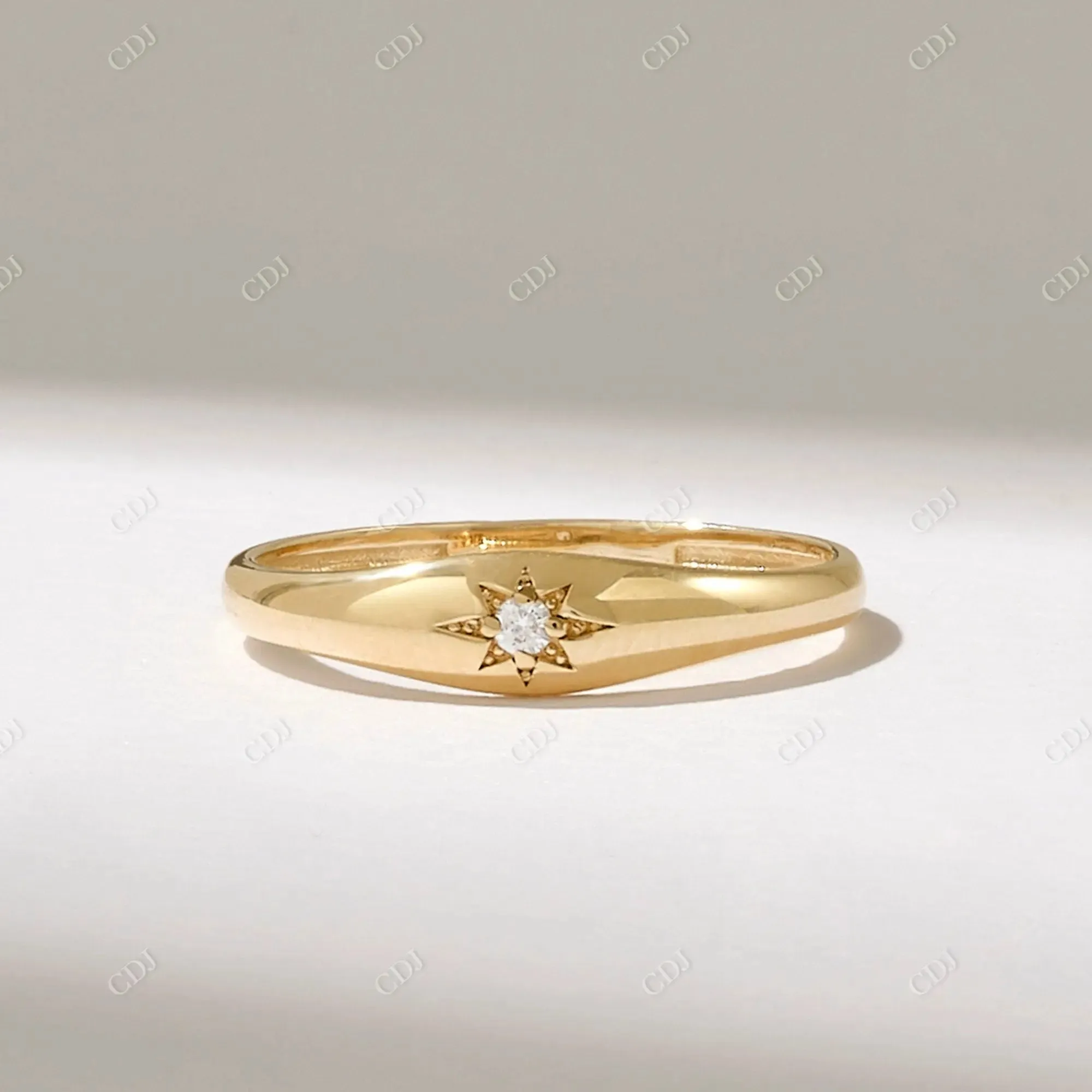 0.02CT Round Lab Grown Diamond Iconic Star Signet Ring