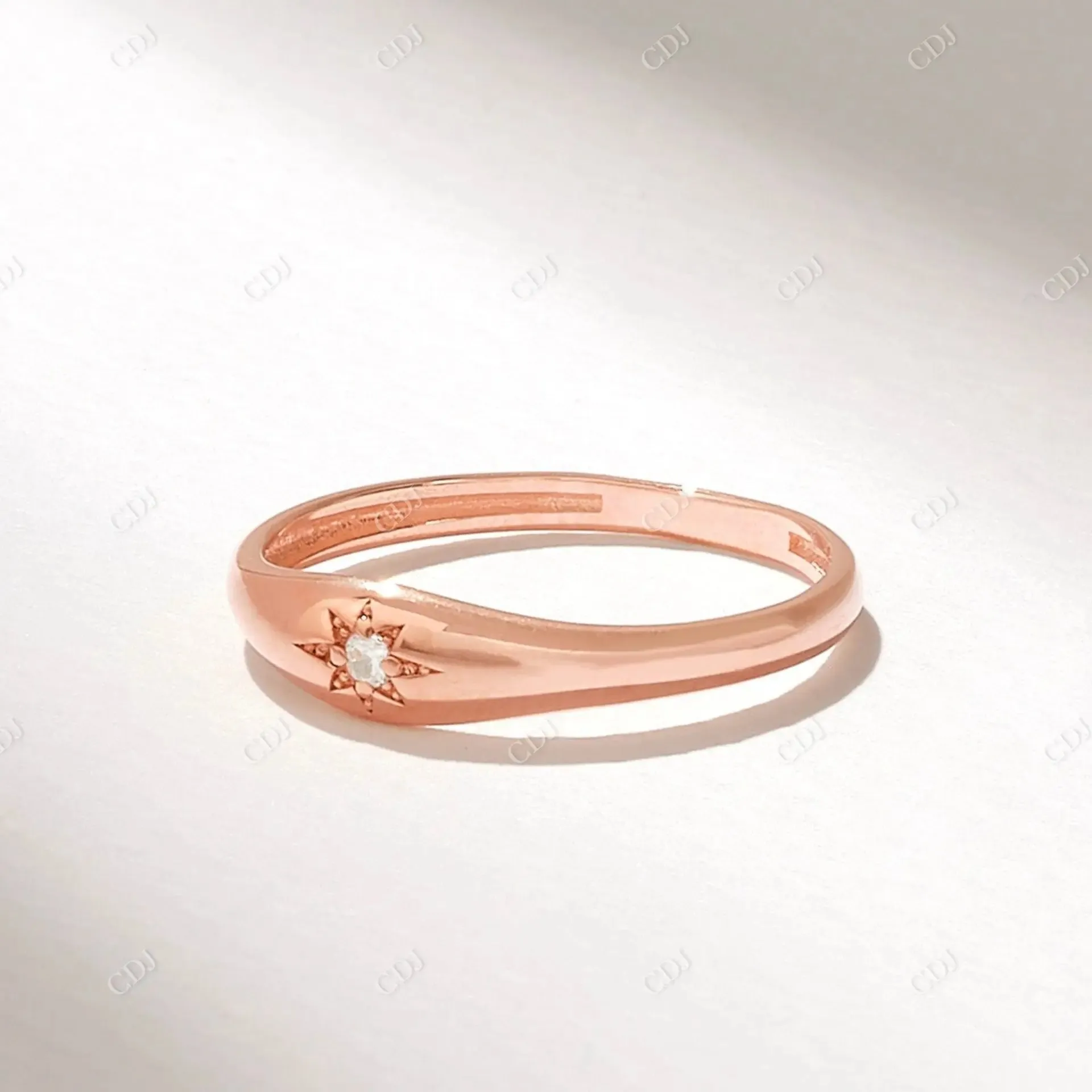0.02CT Round Lab Grown Diamond Iconic Star Signet Ring