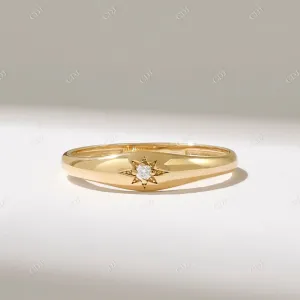 0.02CT Round Lab Grown Diamond Iconic Star Signet Ring