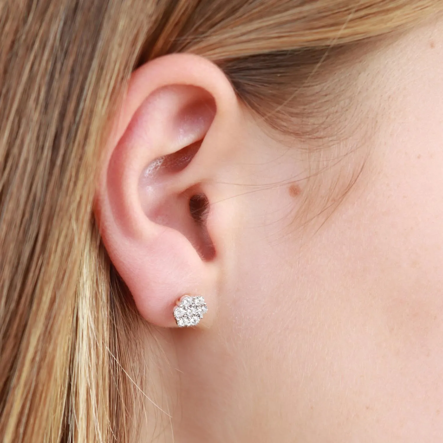 0.25ct Diamond Cluster Earrings In 9Ct Yellow Gold
