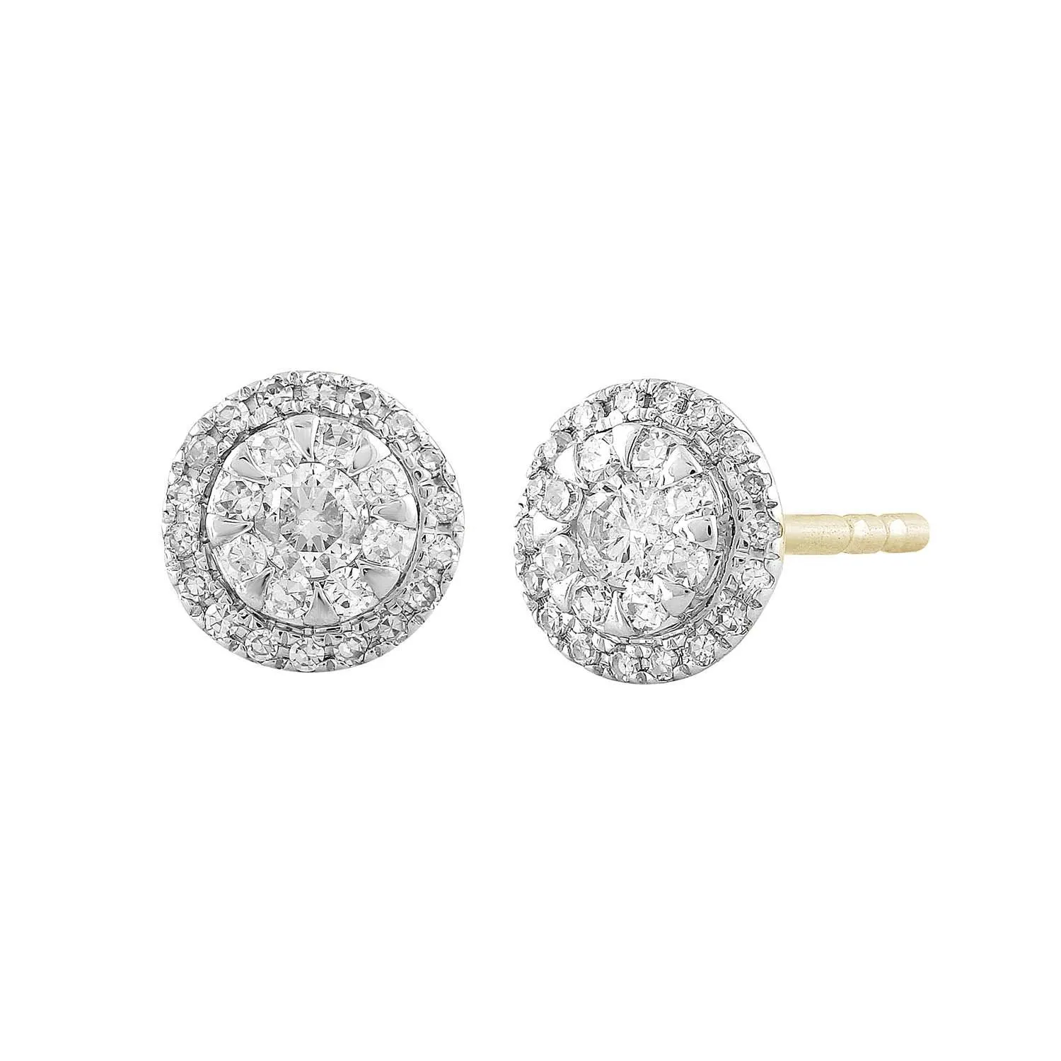 0.25ct Diamond Cluster Stud Earrings In 9Ct Yellow Gold