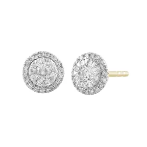 0.25ct Diamond Cluster Stud Earrings In 9Ct Yellow Gold