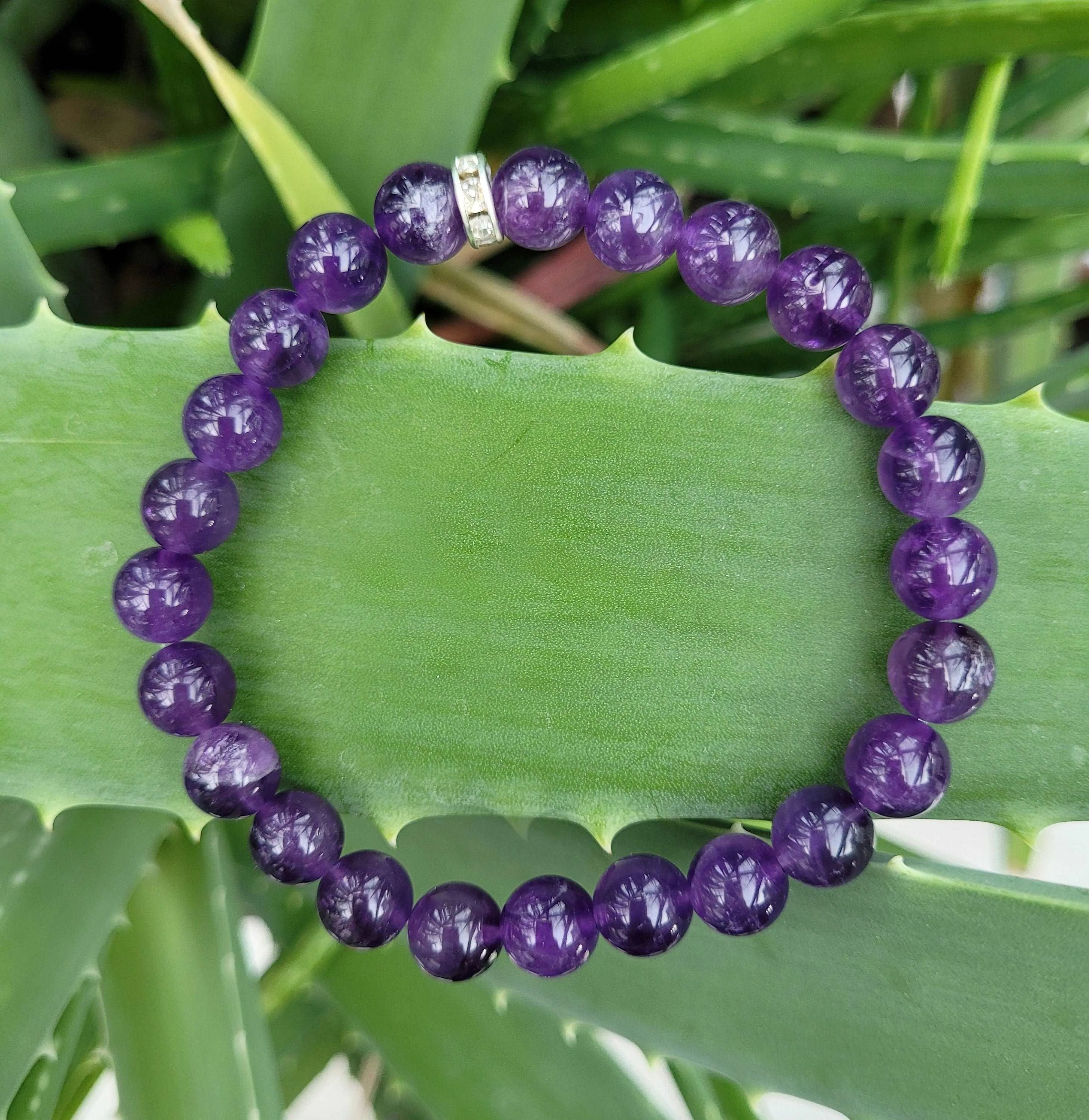 100% Natural Amethyst Bracelet, Purple Stone Bracelet, 8mm Gemstone Bracelet, Amethyst Stone Bracelet, Beaded Bracelet, Healing Bracelet