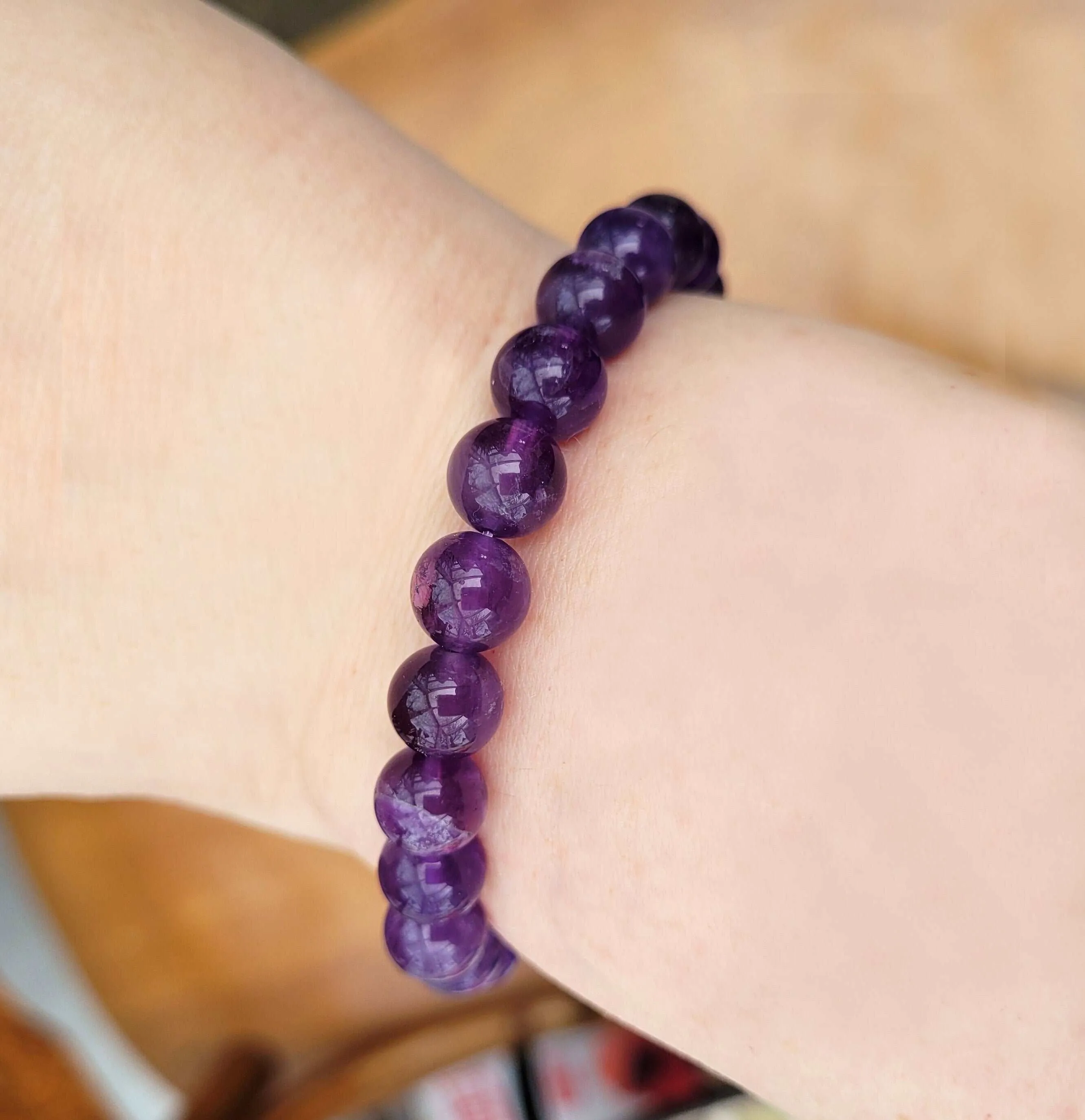 100% Natural Amethyst Bracelet, Purple Stone Bracelet, 8mm Gemstone Bracelet, Amethyst Stone Bracelet, Beaded Bracelet, Healing Bracelet