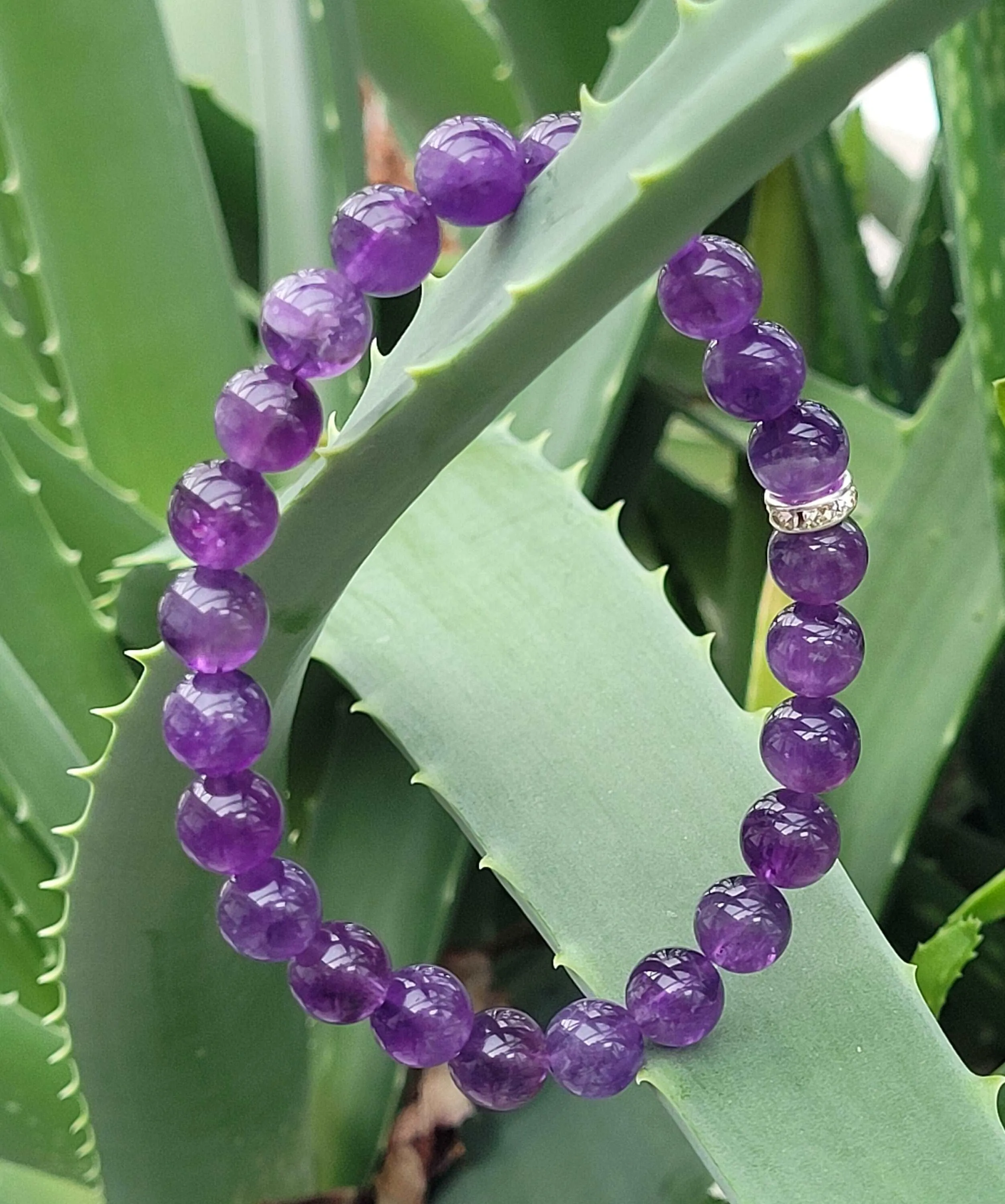 100% Natural Amethyst Bracelet, Purple Stone Bracelet, 8mm Gemstone Bracelet, Amethyst Stone Bracelet, Beaded Bracelet, Healing Bracelet
