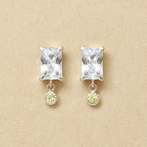 10K Baguette Cut Swinging Earrings (White Gold)