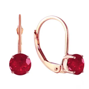 1.2 Carat 14K Solid Rose Gold Solitaire Ruby Earrings