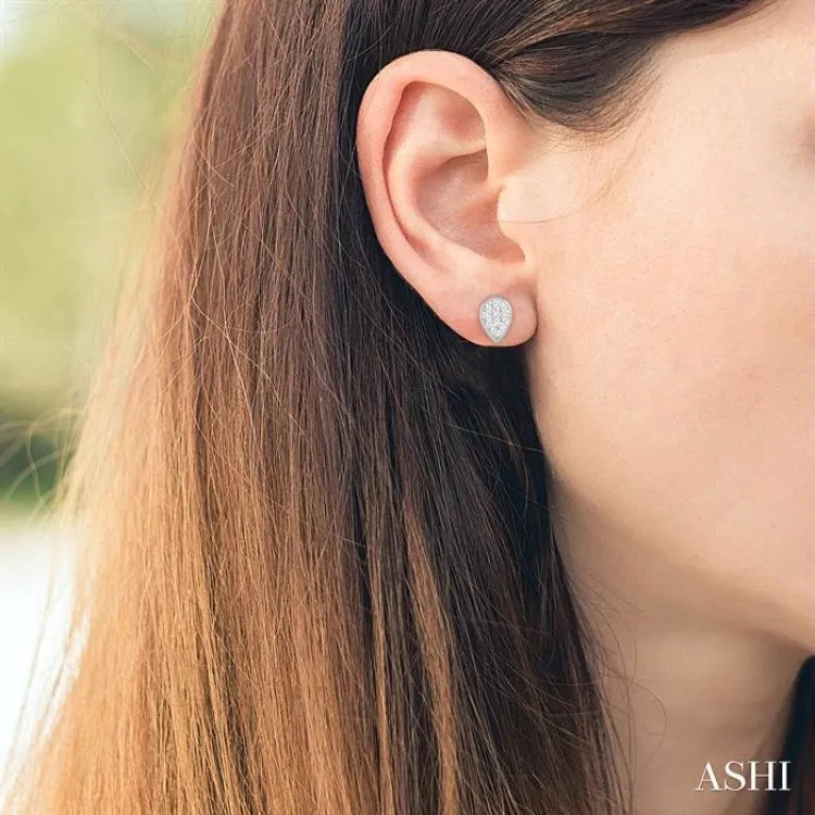 1/2 ctw Pear Shape Lovebright Round Cut Diamond Earring in 14K White Gold