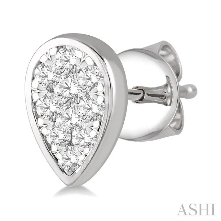 1/2 ctw Pear Shape Lovebright Round Cut Diamond Earring in 14K White Gold