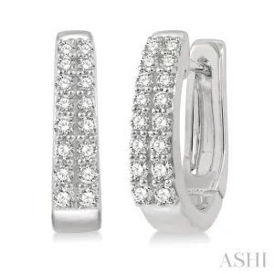 1/3 ctw Round Cut Diamond Petite Huggie Earrings in 14K White Gold