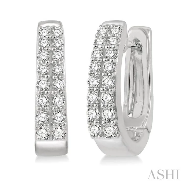 1/3 ctw Round Cut Diamond Petite Huggie Earrings in 14K White Gold