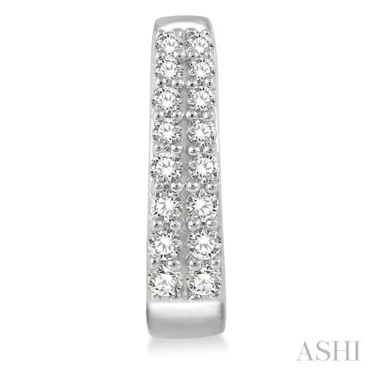 1/3 ctw Round Cut Diamond Petite Huggie Earrings in 14K White Gold