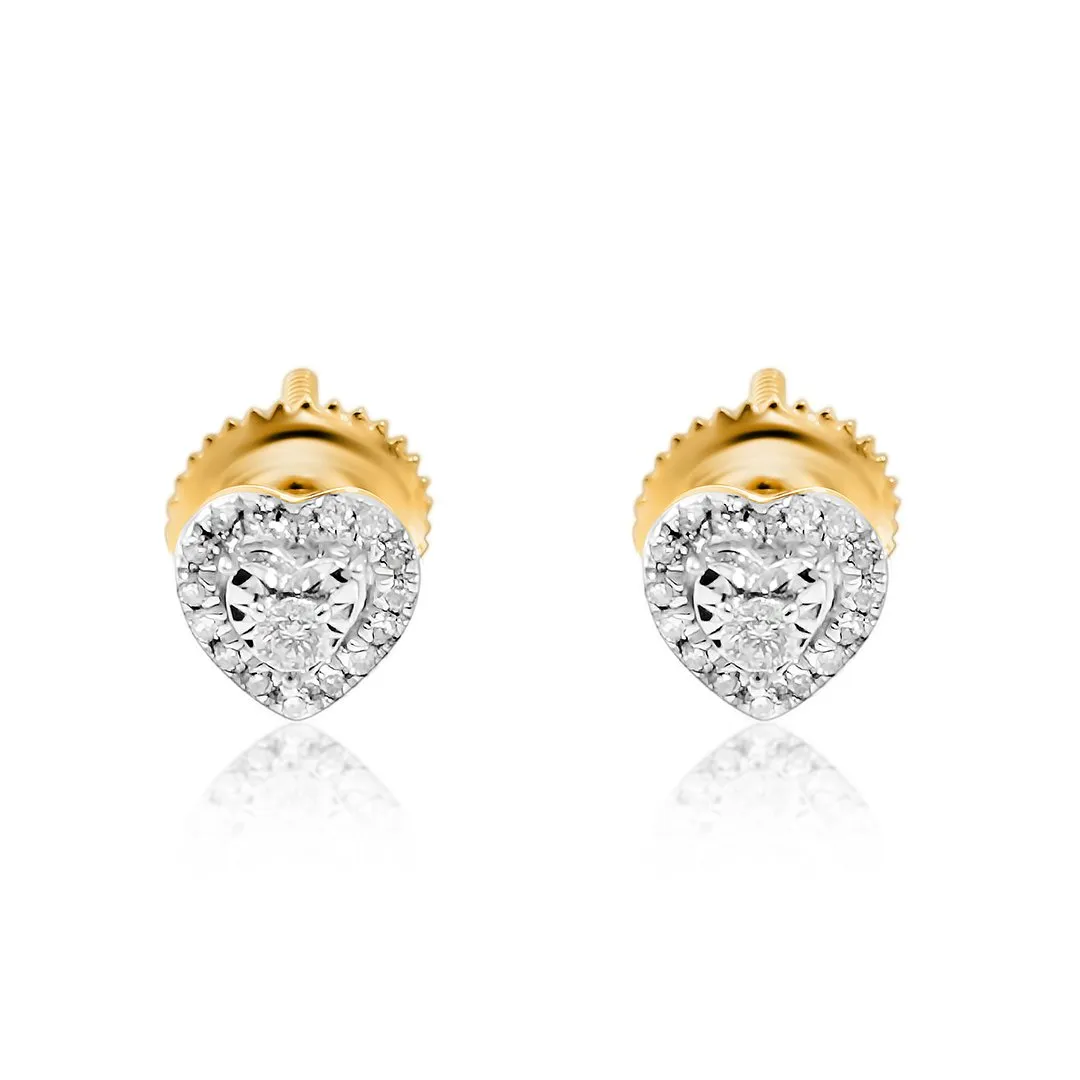14k Gold Diamond Heart Shaped Earrings 0.11 Ctw