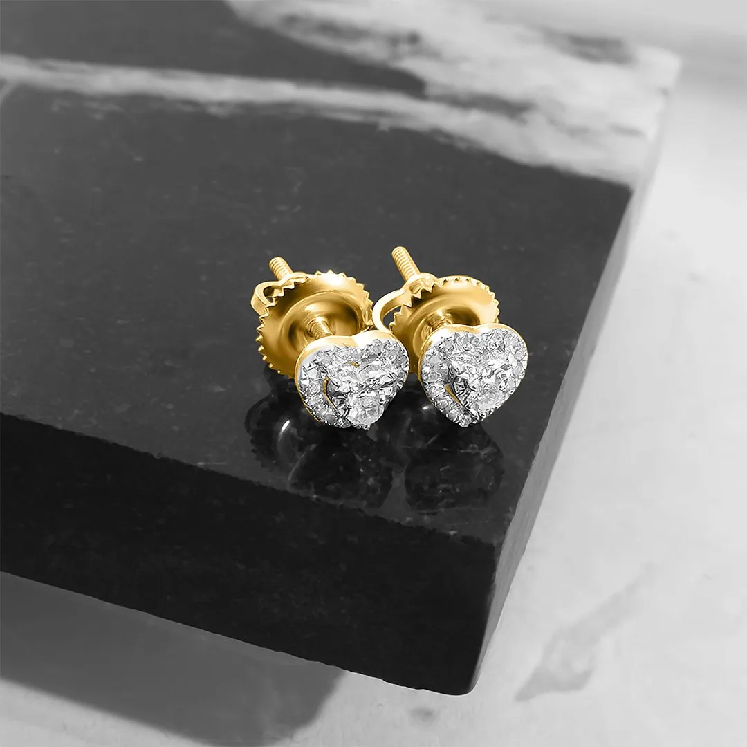 14k Gold Diamond Heart Shaped Earrings 0.11 Ctw