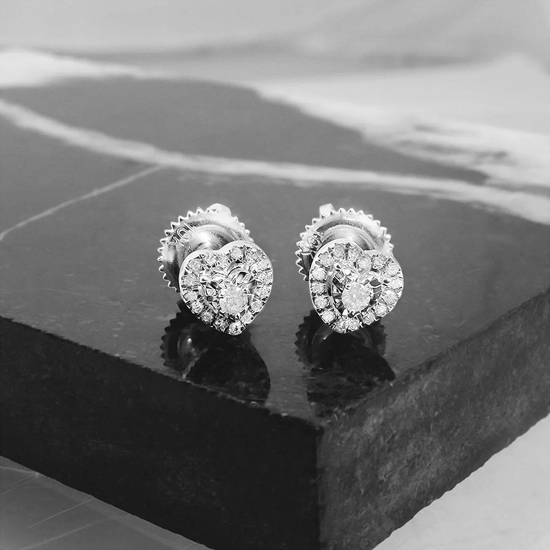 14k Gold Diamond Heart Shaped Earrings 0.11 Ctw