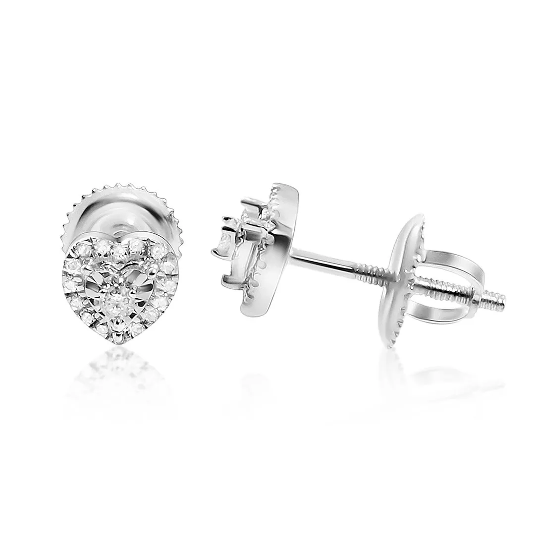 14k Gold Diamond Heart Shaped Earrings 0.11 Ctw