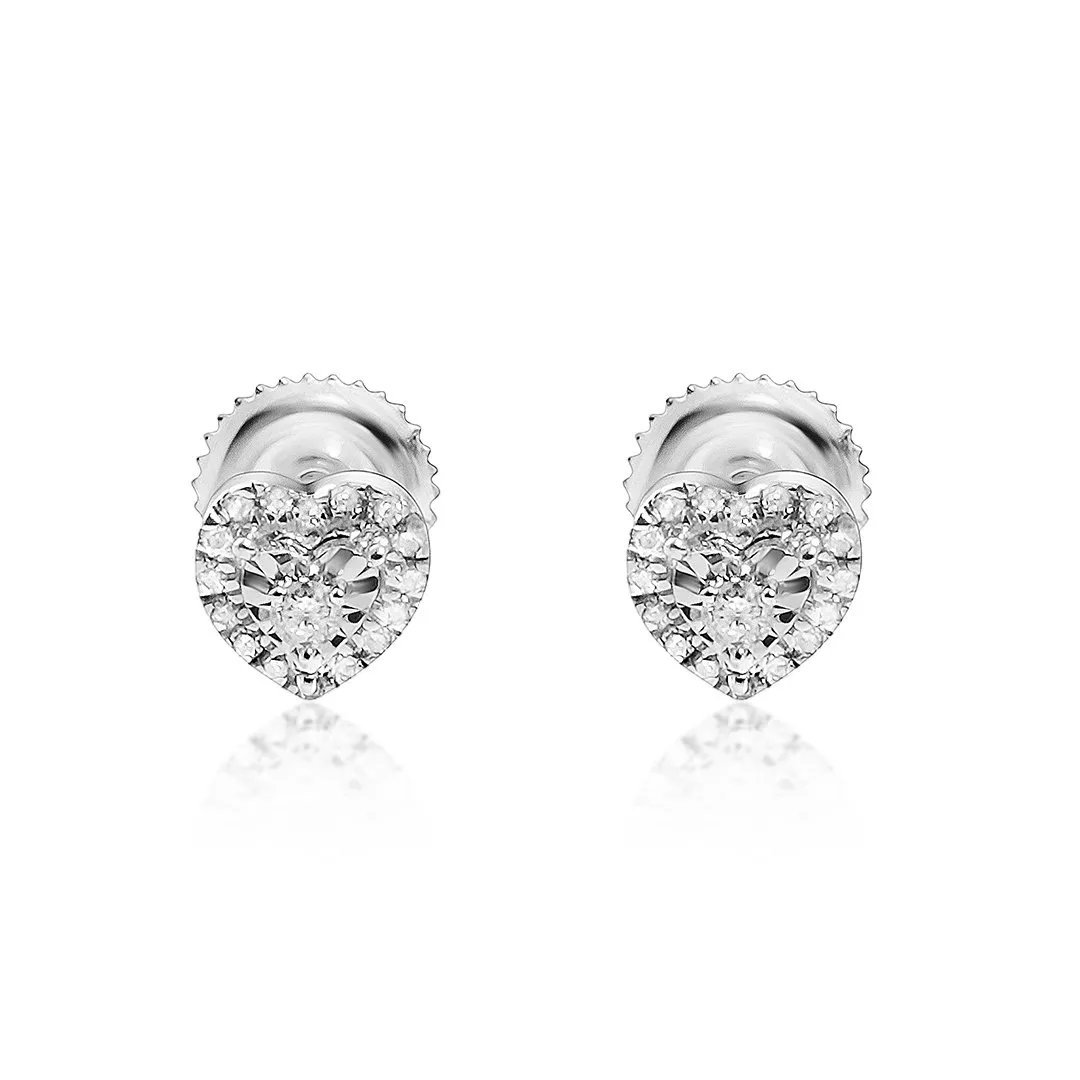14k Gold Diamond Heart Shaped Earrings 0.11 Ctw