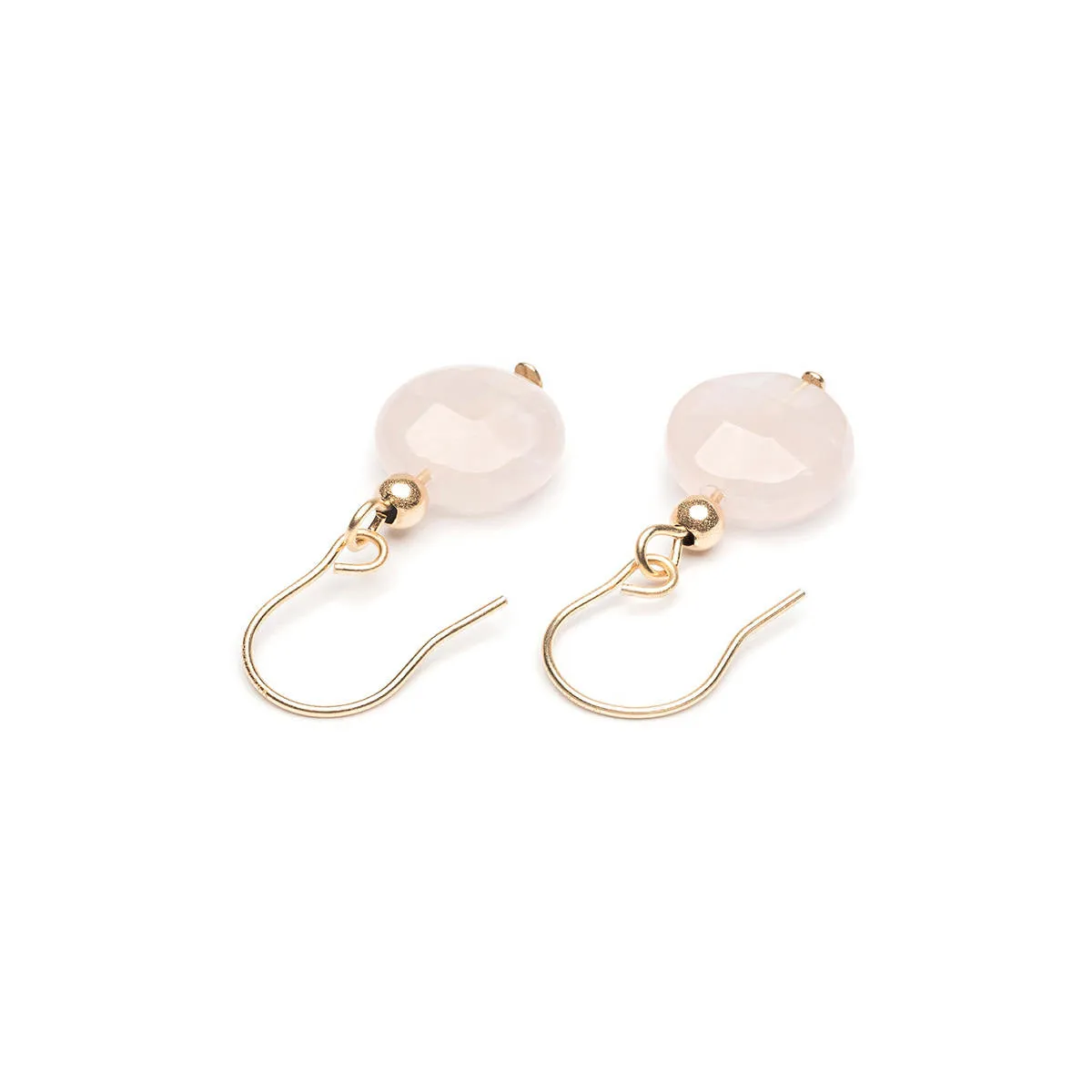 14k Gold Rose Quartz Earrings
