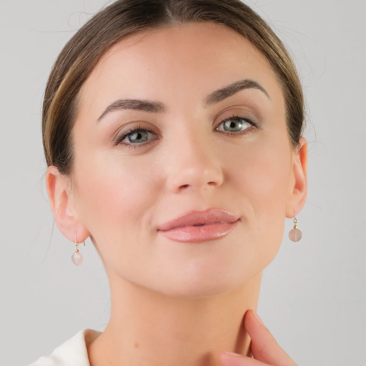 14k Gold Rose Quartz Earrings