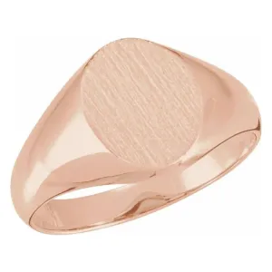 14K Rose 11x9.5 mm Oval Signet Ring