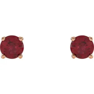 14K Rose 4 mm Lab-Grown Ruby Stud Earrings with Friction Post