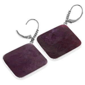 14K Solid White Gold Diamond Leverback Earrings Ruby