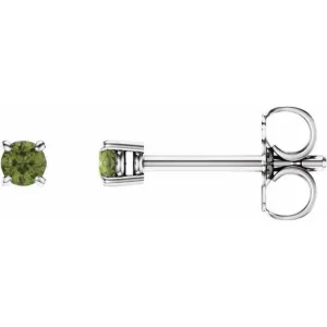 14K White 2.5 mm Natural Peridot Stud Earrings with Friction Post