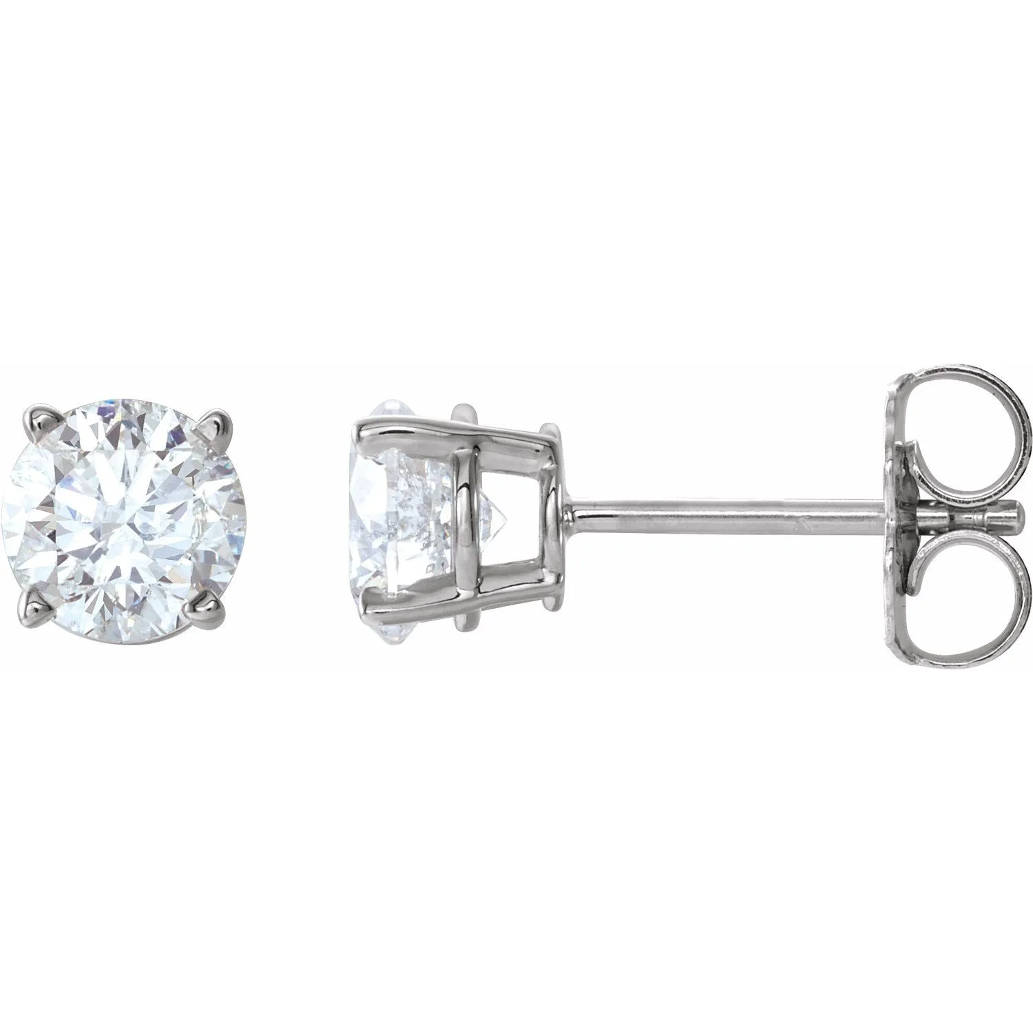 14K White Gold 1 CTW Natural Diamond Stud Earrings with Friction Post
