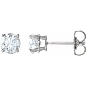 14K White Gold 1 CTW Natural Diamond Stud Earrings with Friction Post