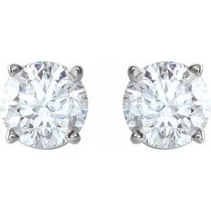 14K White Gold 1 CTW Natural Diamond Stud Earrings with Friction Post