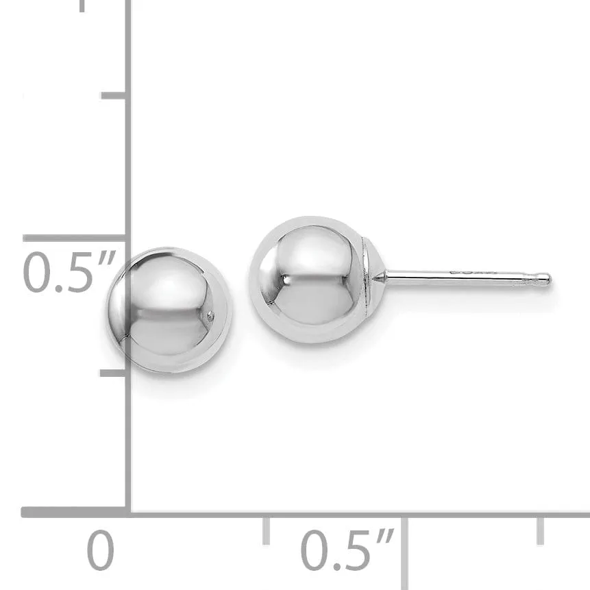 14k White Gold 6mm Ball Post Earrings