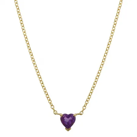 14k Yellow Gold Amethyst Heart Shape Necklace