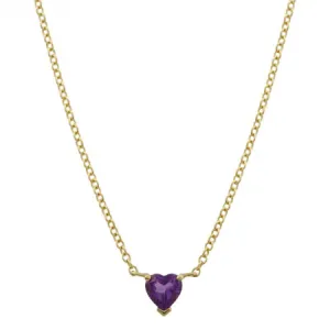 14k Yellow Gold Amethyst Heart Shape Necklace