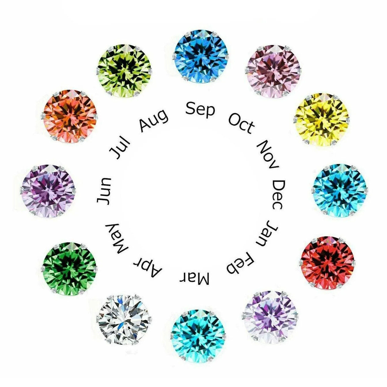 14K Yellow Gold Basket Setting 12-Month Birthstone Studs