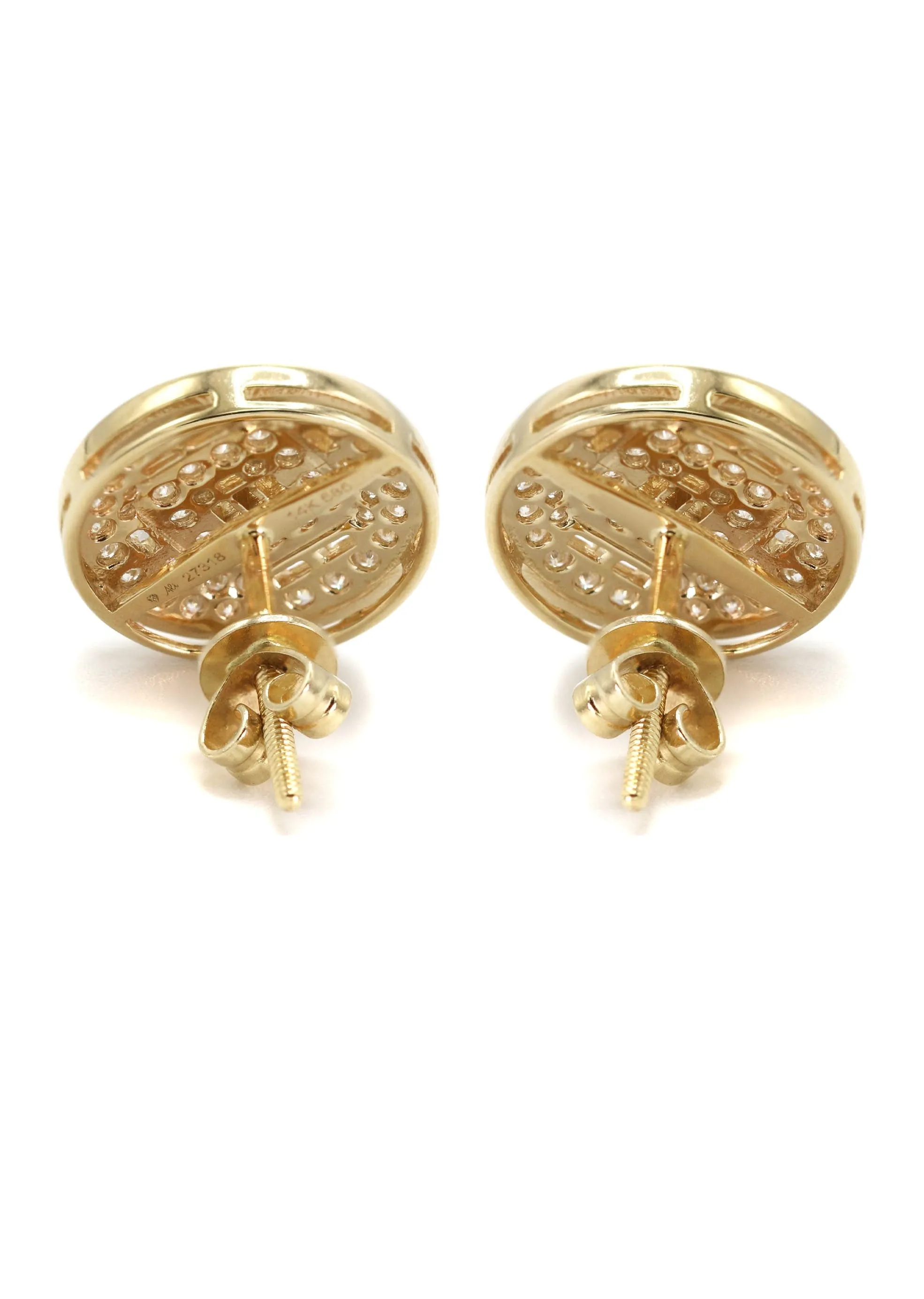 14K Yellow Gold Diamond Earrings For Men | 0.72 Carats | 2.92 Grams