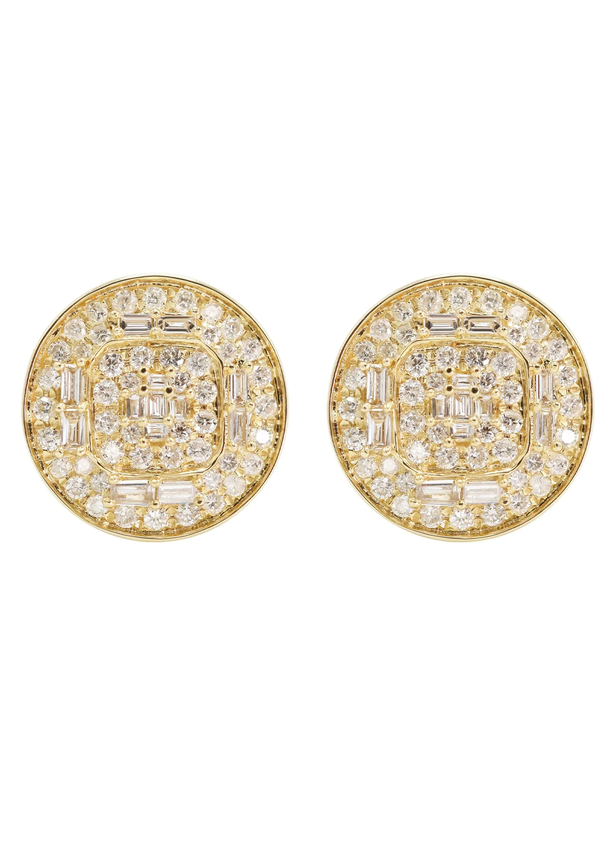 14K Yellow Gold Diamond Earrings For Men | 0.72 Carats | 2.92 Grams