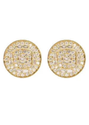 14K Yellow Gold Diamond Earrings For Men | 0.72 Carats | 2.92 Grams
