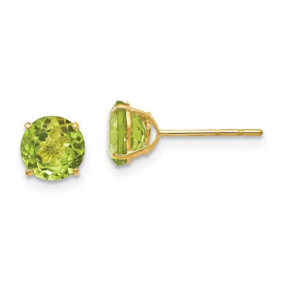 14k Yellow Gold Genuine Gemstones Post Earrings