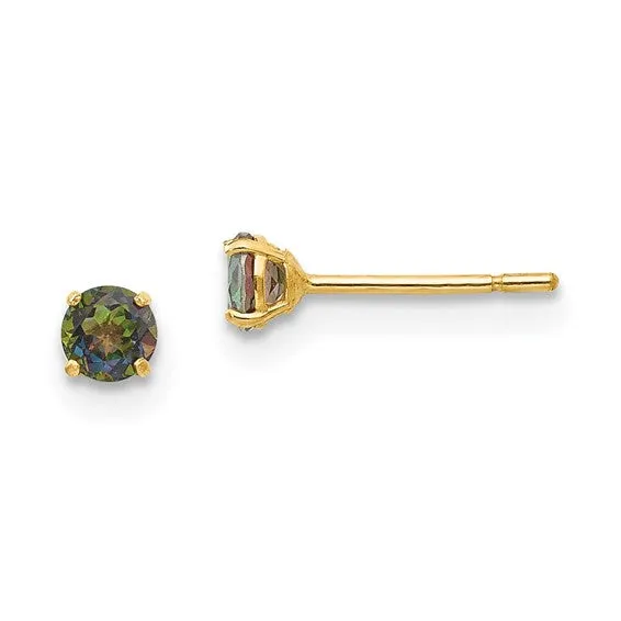 14k Yellow Gold Genuine Gemstones Post Earrings