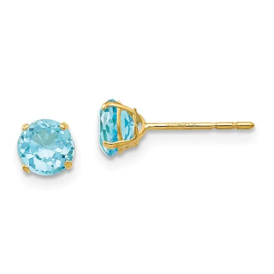 14k Yellow Gold Genuine Gemstones Post Earrings