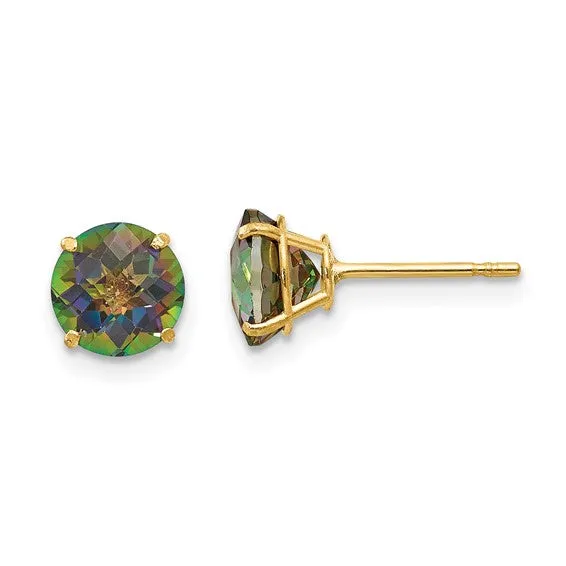 14k Yellow Gold Genuine Gemstones Post Earrings