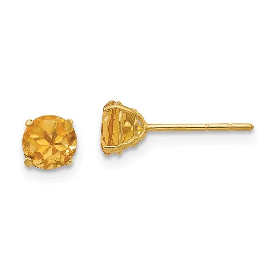 14k Yellow Gold Genuine Gemstones Post Earrings