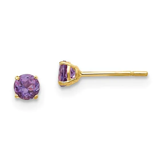 14k Yellow Gold Genuine Gemstones Post Earrings