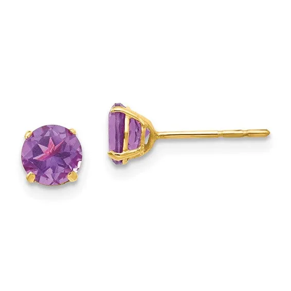 14k Yellow Gold Genuine Gemstones Post Earrings