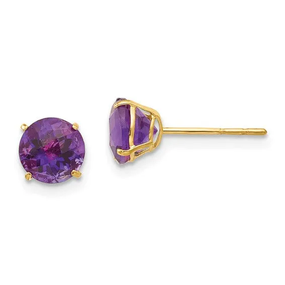 14k Yellow Gold Genuine Gemstones Post Earrings