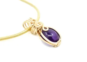 14KT Gold Filled Wire Wrapped Mini Amethyst Necklace