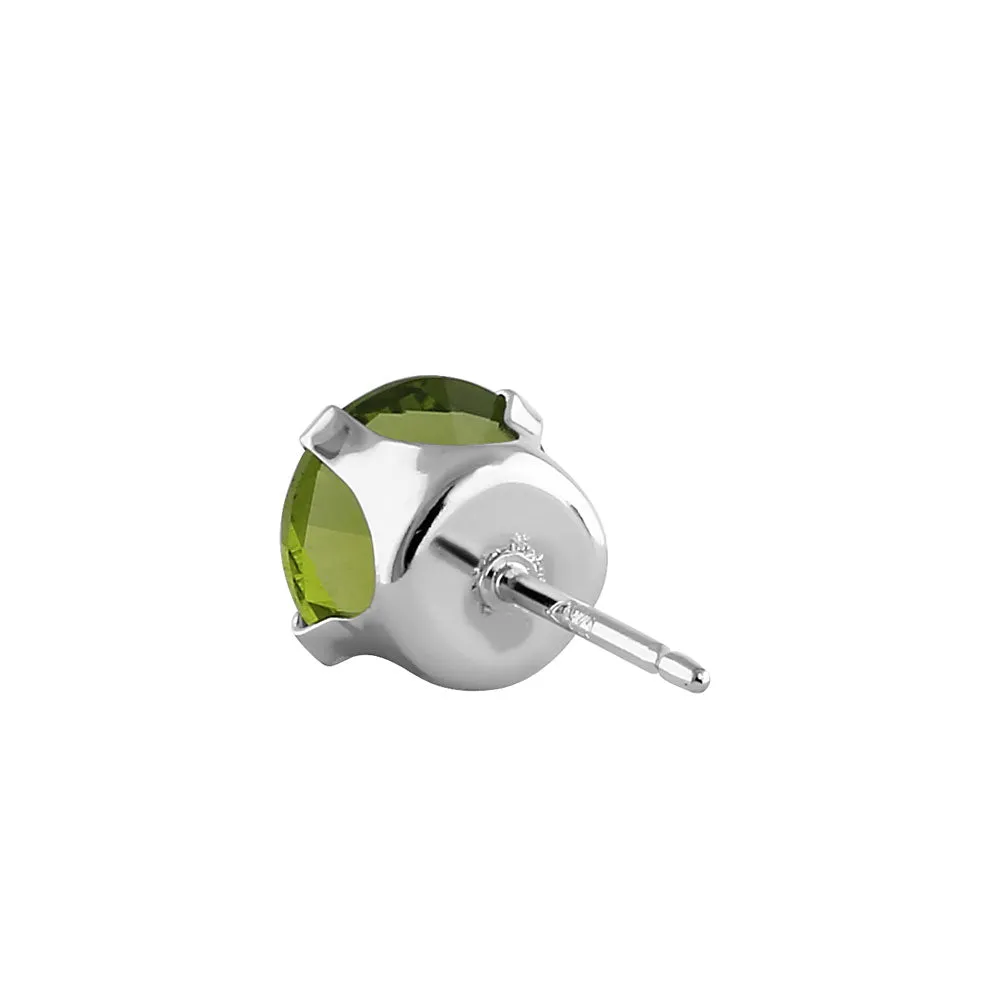1.5ct Sterling Silver Round Peridot CZ Stud Earrings 6mm