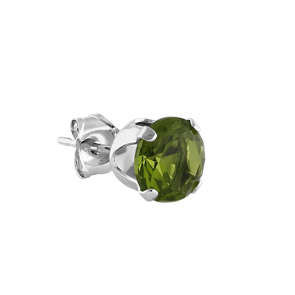 1.5ct Sterling Silver Round Peridot CZ Stud Earrings 6mm