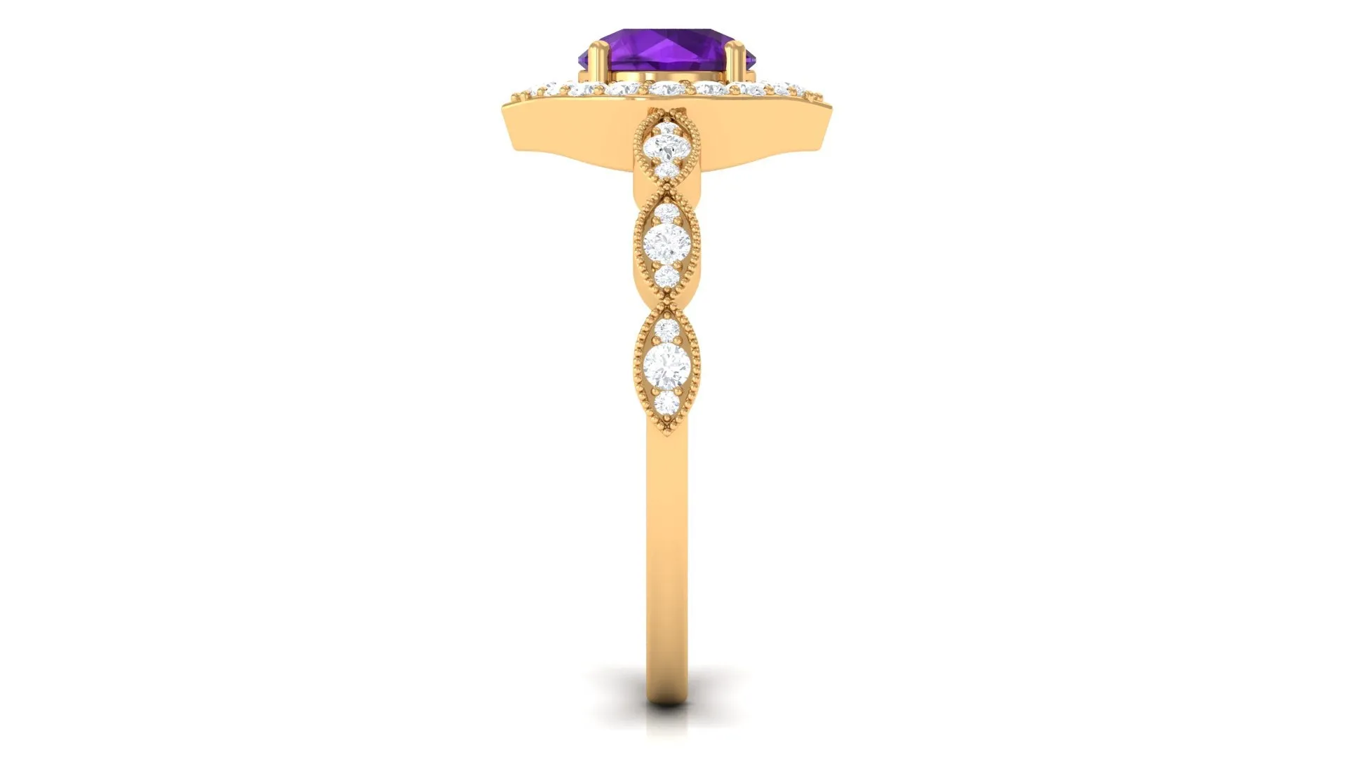 1.75 CT Vintage Amethyst Engagement Ring with Moissanite Accent